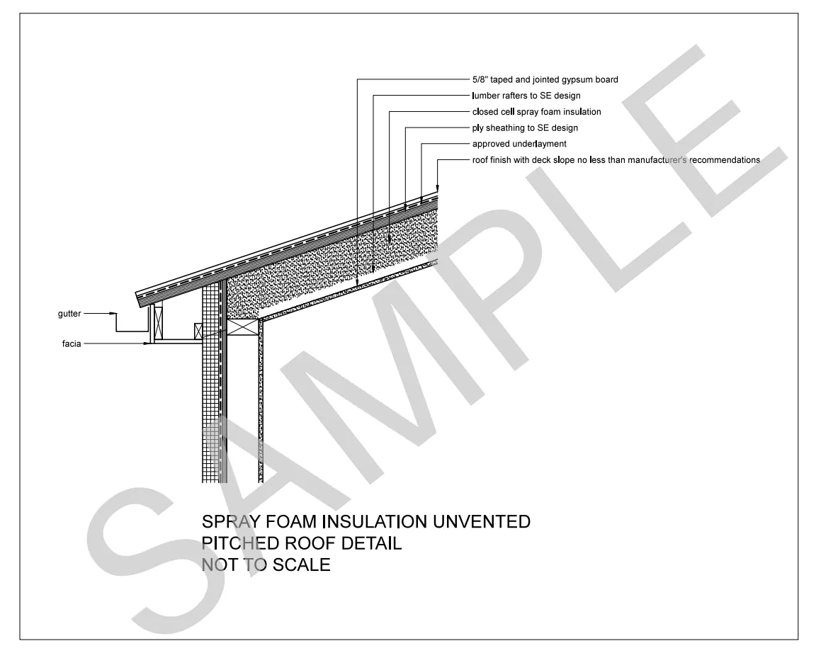 Spray Foam Insulation Unvented Pitched Roof construction detail preview