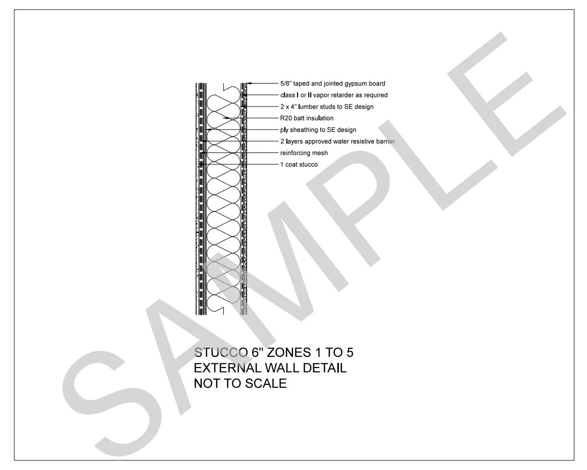 Stucco — 2x6 Stud Wall, Climate Zones 1 to 5 construction detail preview