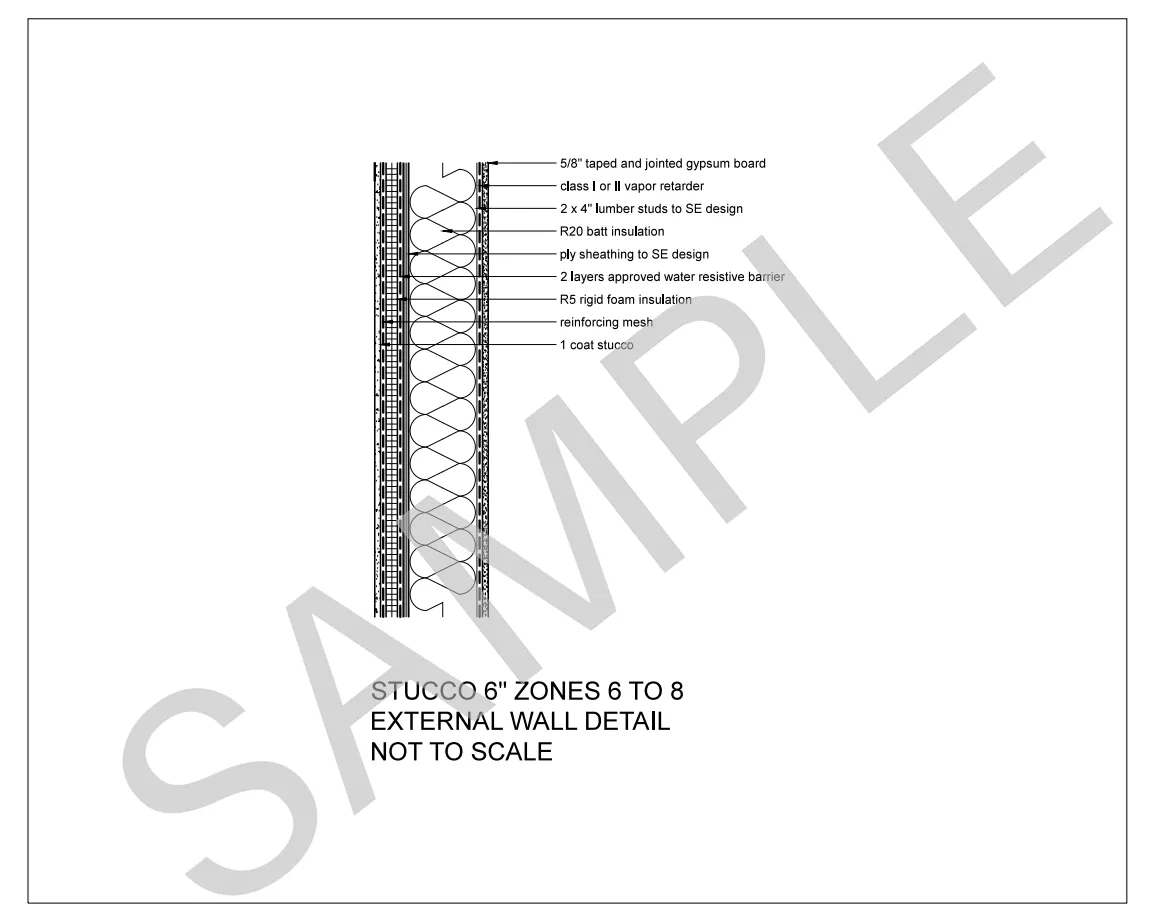 Stucco — 2x6 Stud Wall, Climate Zones 6 to 8 construction detail preview